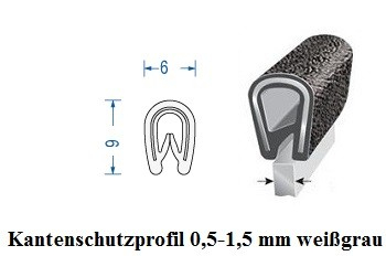 Kantenschutzprofil 0,5-1,5 mm weigrau