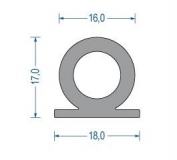 Silikon-Hohlkammerprofil 17x18x16 mm grau (25 m)