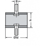 Gummi Metall Puffer  10 mm, Hhe 10 mm, Gew. M4