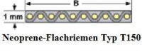 Flachriemen T150 Neoprene-Gummi 1450x1x10 mm