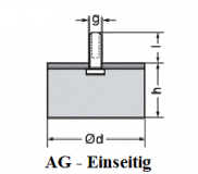 Gummi Metall Puffer  20 mm, Hhe 10 mm, Gew. M6