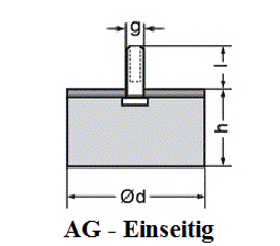 Gummi Metall Puffer  25 mm, Hhe 25 mm, Gew. M6