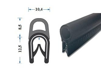 Kantenschutz-Dichtprofil aus PVC mit Stahlklemmband Klemmbereich 1