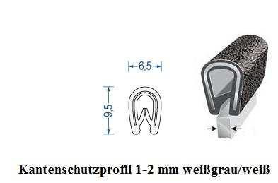Kantenschutzprofil 1-2 mm weißgrau/weiß (100 m) 