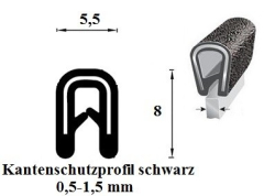 Kantenschutzprofil 0,5-1,5 mm schwarz (100 m)