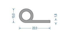 Silikonfahnenprofil grau 10x22x1,8 mm (25 m)