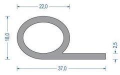Silikonfahnenprofil grau 18x37x2,5 mm (25 m)