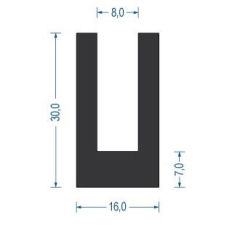 Gummi U-Profil / Fassungsprofil EPDM (VE 25 m)