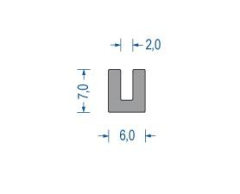 Silikon U-Profil 7x6x2 mm grau (50 m) Silikon U-Profil 7x6x2 mm grau (50 m)