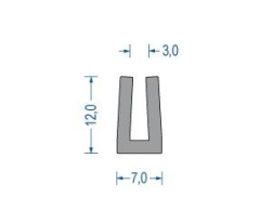 Silikon U-Profil 12x7x3 mm grau (50 m) Silikon U-Profil 12x7x3 mm grau (50 m)