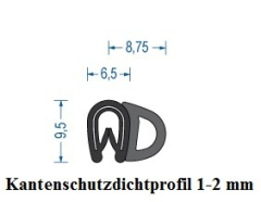 Kantenschutzdichtprofil 1-2 mm schwarz