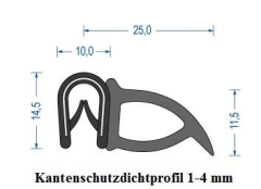 Kantenschutzdichtprofil 1-4 mm schwarz (50 m)