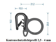 Kantenschutzdichtprofil 2,5-4 mm schwarz (50 m)