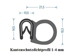 Kantenschutzdichtprofil 1-4 mm schwarz (50 m)