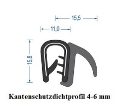 Kantenschutzdichtprofil 4-6 mm schwarz (50 m) Kantenschutzdichtprofil 4-6 mm schwarz (50 m)