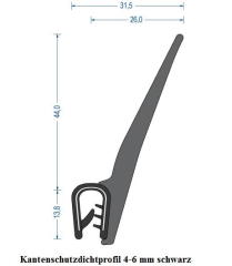 Kantenschutzdichtprofil 4-6 mm schwarz (25 m) Kantenschutzdichtprofil 4-6 mm schwarz (25 m)