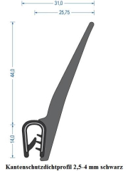 Kantenschutzdichtprofil 2,5-4 mm schwarz (25 m) Kantenschutzdichtprofil 2,5-4 mm schwarz (25 m)