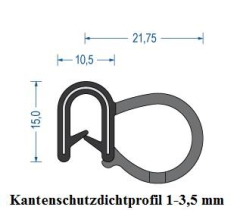 Kantenschutzdichtprofil 1-3,5 mm schwarz (50 m)