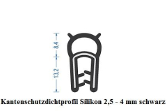 Kantenschutzdichtprofil 2,5 - 4 mm Silikon schwarz Kantenschutzdichtprofil 2,5 - 4 mm Silikon schwarz