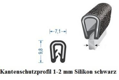 Kantenschutzprofil 1-2 mm Silikon schwarz (100 m) Kantenschutzprofil 1-2 mm Silikon schwarz (100 m)