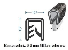 Kantenschutz 6-8 mm Silikon schwarz (100 m) Kantenschutz 6-8 mm Silikon schwarz (100 m)