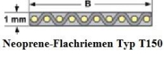 Flachriemen T150 Neoprene-Gummi 1700x1x20 mm