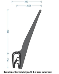 Kantenschutzdichtprofil 1-2 mm schwarz (25 m) Kantenschutzdichtprofil 1-2 mm schwarz (25 m)