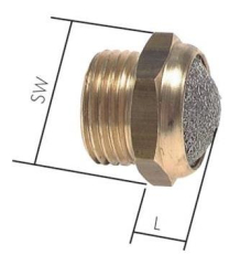 Schalldmpfer G 3/8, Drahtgewebe, Messing Flach
